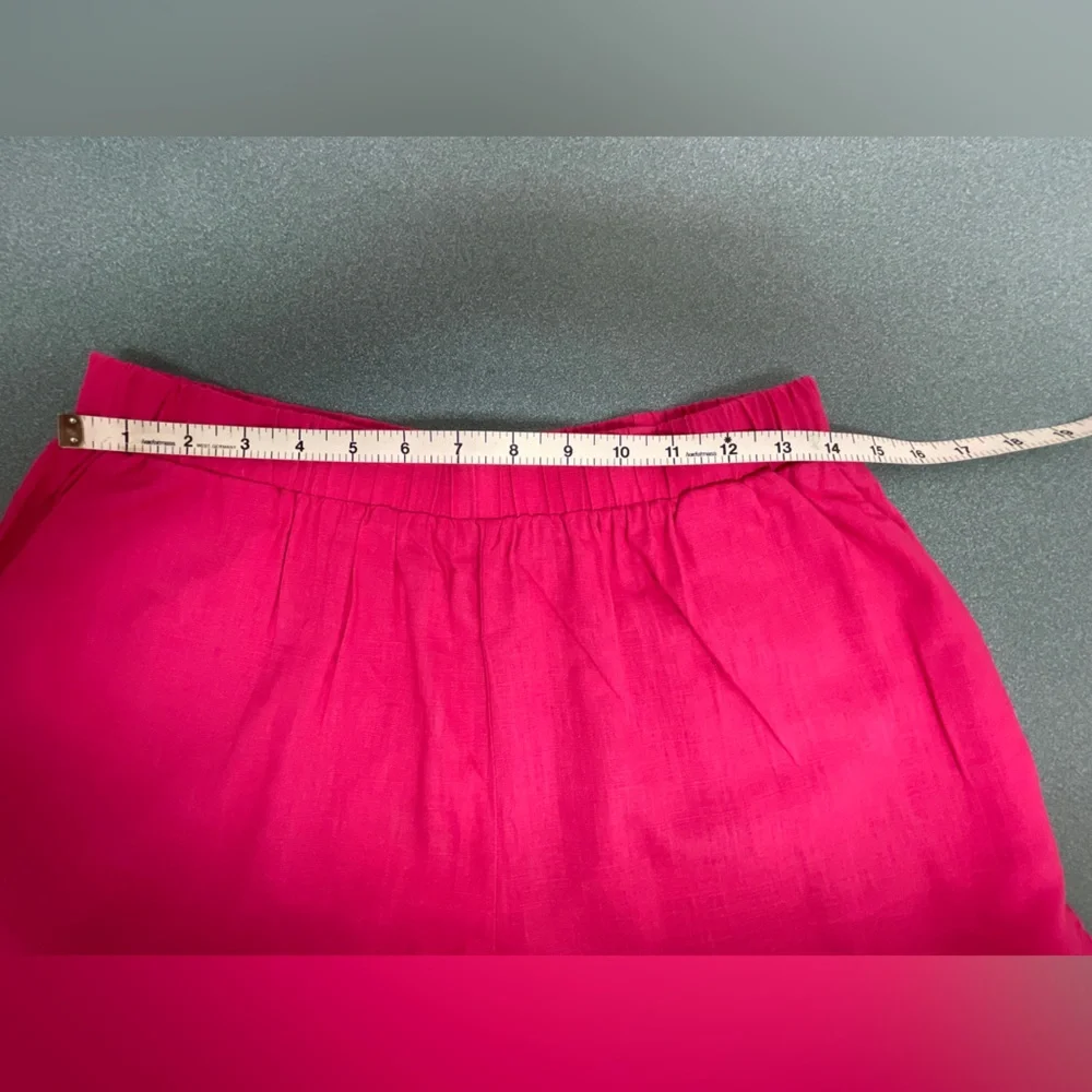 Umgee High Waisted Scalloped Hem Linen Shorts Women’s Medium Hot Pink - Picture 4 of 6